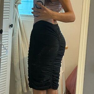 Elegant Black Ruched Skirt